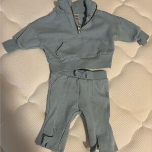 Carter's Light Blue Baby Zip Pullover & Pants Set